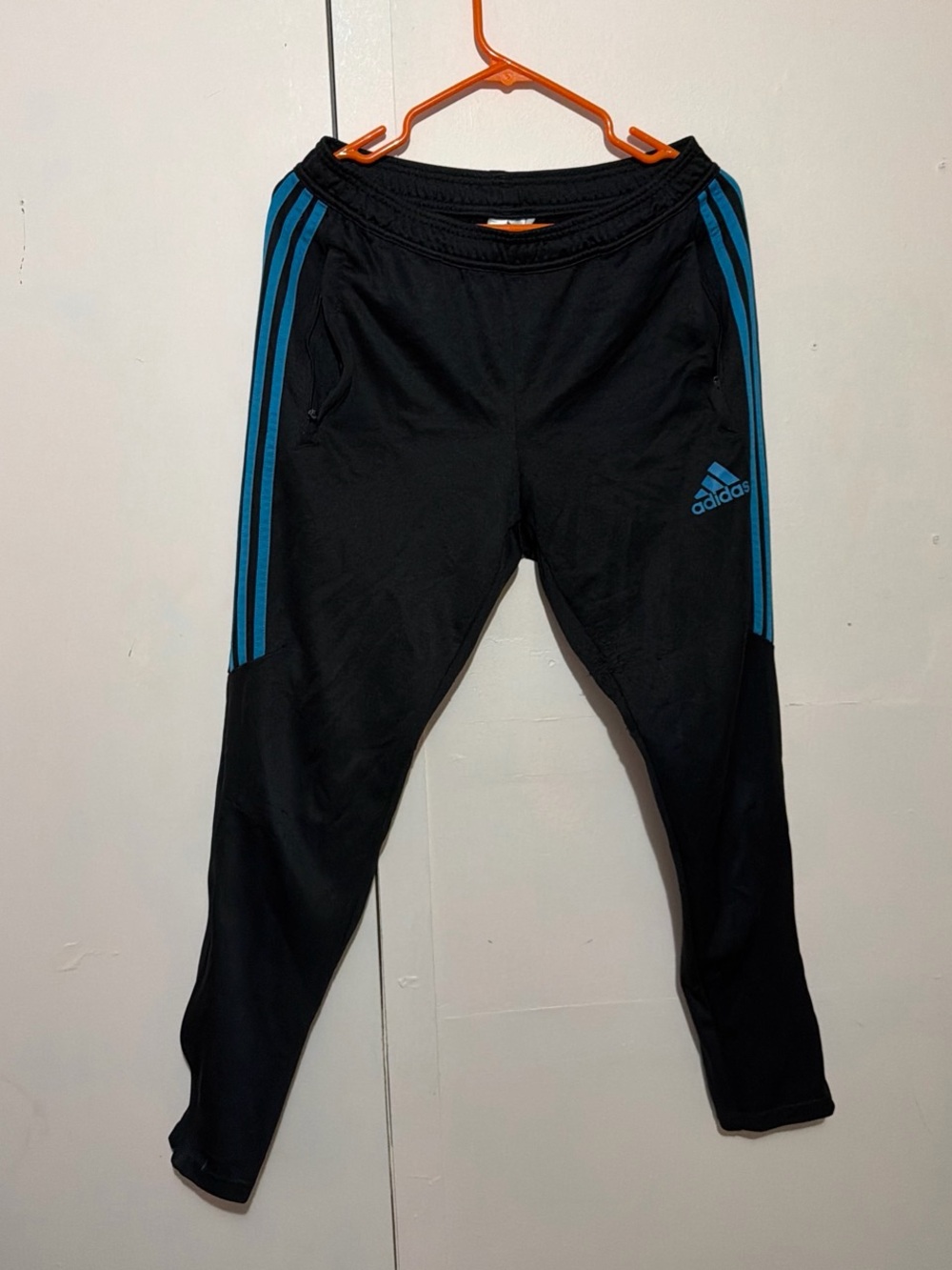 adidas Black Joggers with Teal Three-Stripes